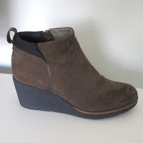 Dr. Scholl's Shoes - Dr. Scholl's "Berklie" Womens Taupe Faux Suede 2.5" Rubber Wedge Ankle Boot- 10M